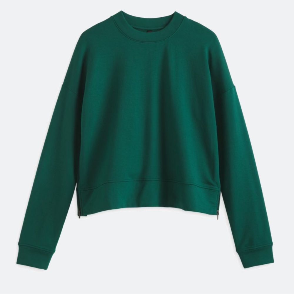 MPG Sport Forest Green Fleece Crewneck Pullover Side Zip Hem Large | StitchFix